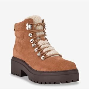 New Marc Fisher Nairy Hiking Boot Women's suede sheep wool leather chunky 5.5